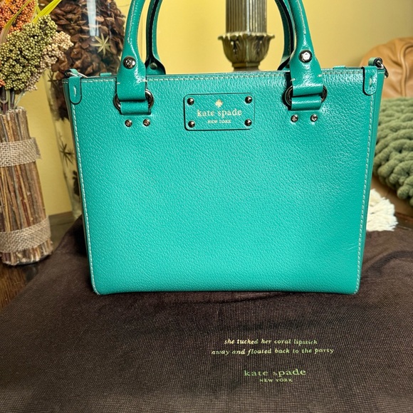 Kate Spade Turquoise Satchel, includes crossbody strap - Picture 1 of 8